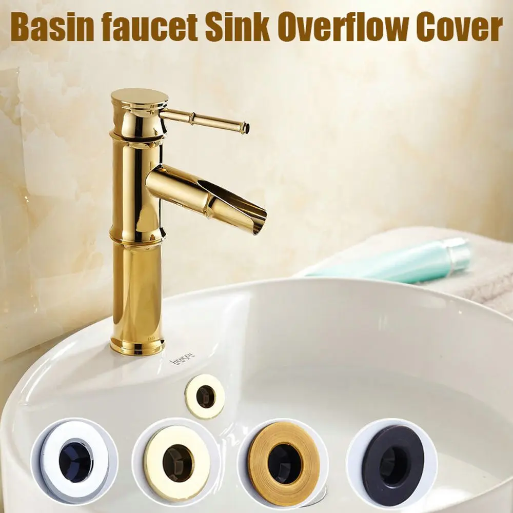 

Copper Basin Faucet Brass Sink Bathroom Hole Cap Overflow Cover Insert Chrome Ring