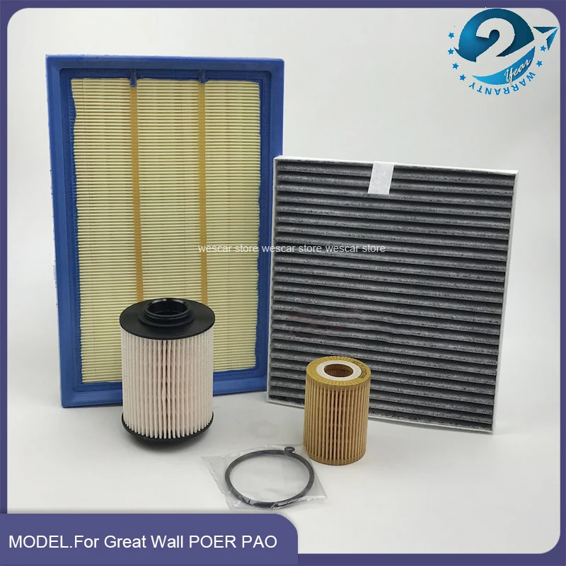 Car Cabin Air Filter Oil Filter Fuel Filter For 19-21 Great Wall POER PAO Wingle 7 2.0 T Filters Set of 4 Car Accesories