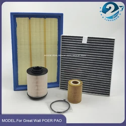 Car Cabin Air Filter Oil Filter Fuel Filter For 19-21 Great Wall POER PAO Wingle 7 2.0 T Filters Set of 4 Car Accesories