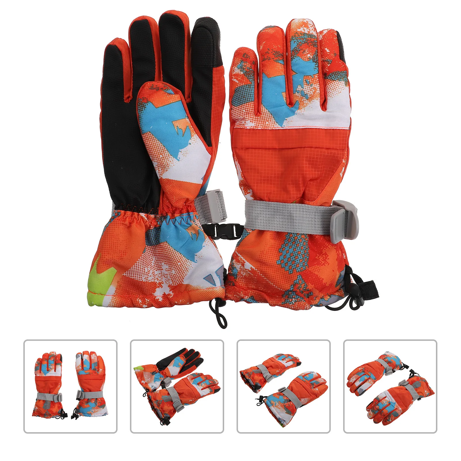 1 par inverno engrossar luvas graffiti esqui impermeável à prova de vento quente mantendo esportes ao ar livre luvas à prova de vento