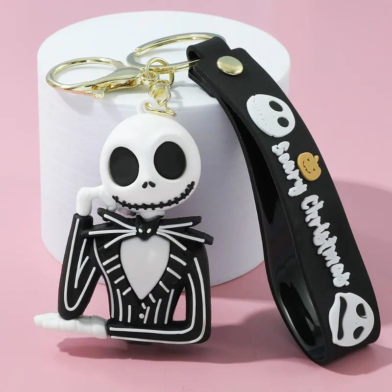 حار الكابوس قبل عيد الميلاد مخطط نمط مفتاح سلسلة شخصيات كرتونية جاك Skellington البلاستيكية المفاتيح صديق الهدايا