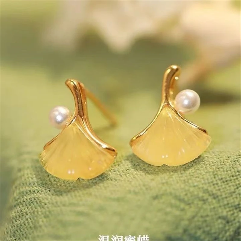 Vintage handicrafts, exquisite 925 silver gold-plated beeswax earrings, delicate accessories, auspicious accessories, gifts