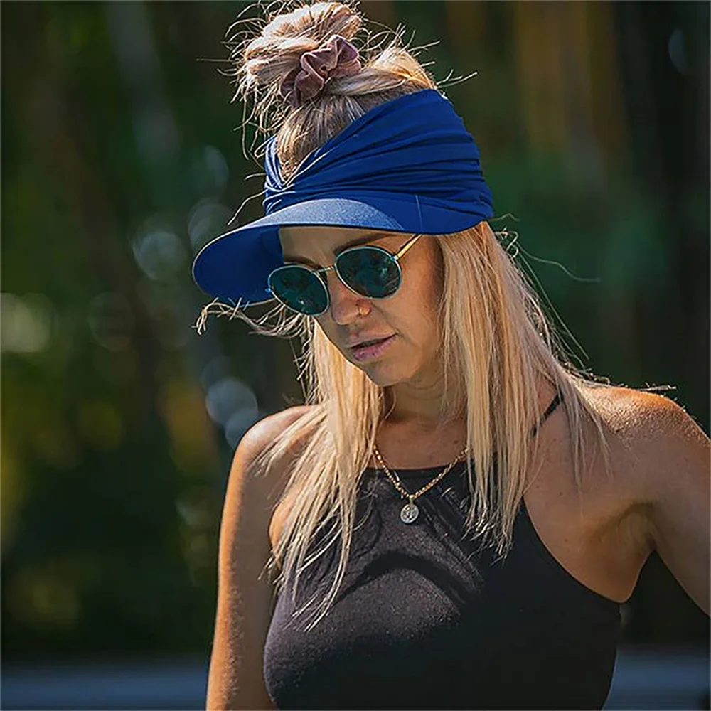 

Women Sports Sun Visor Cap Empty Top Ladies Girls Uv Running Fashion Sun Hats With Elastic For Beach Outdoor Golf Baseball