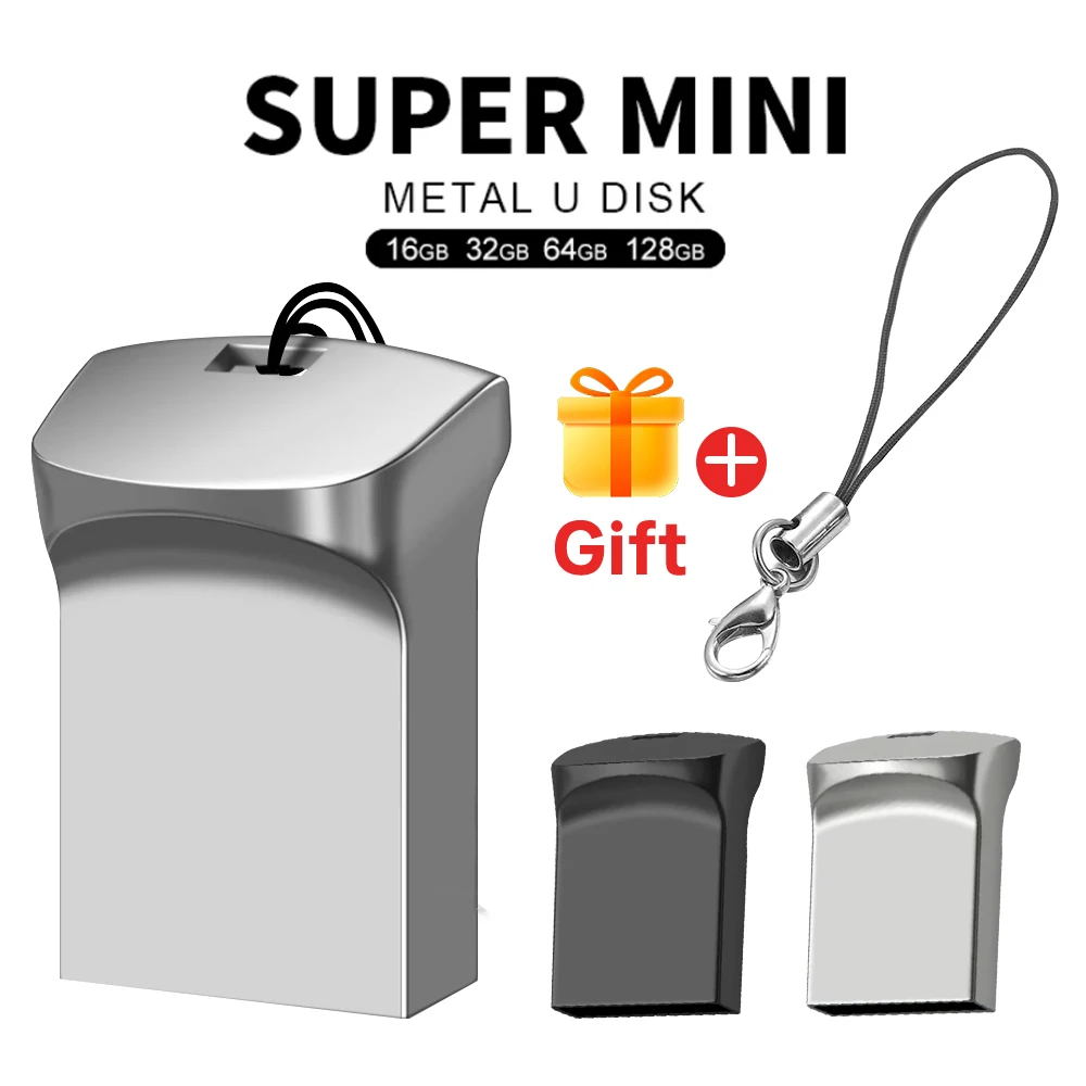 

Mini Metal USB Flash Drives 128GB Creative Business Gifts Memory Stick 64GB Black Pen Drive 32GB Silver Storage Devices 16GB