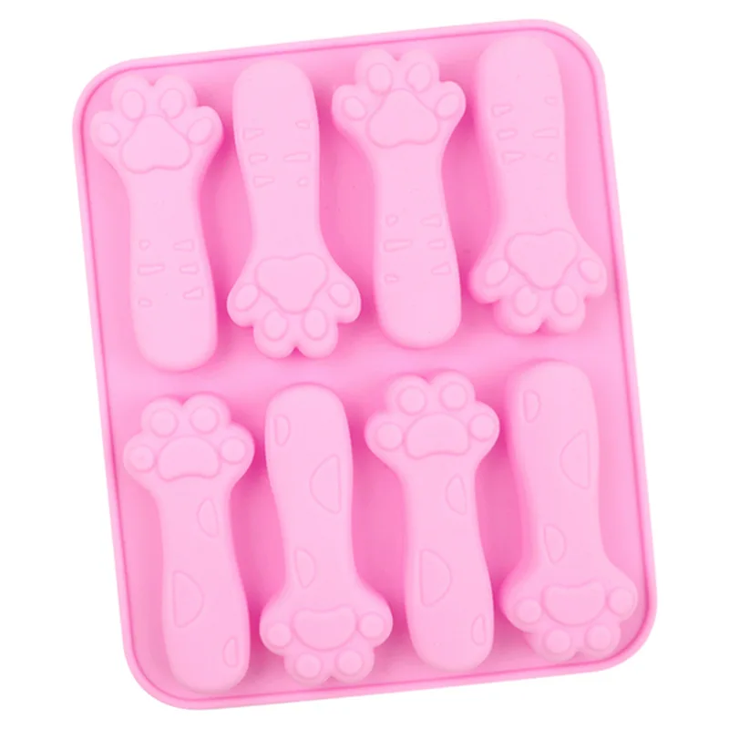 8 cat paw biscuit molds, aromatherapy plaster molds, silicone chocolate molds, baby teething tool molds