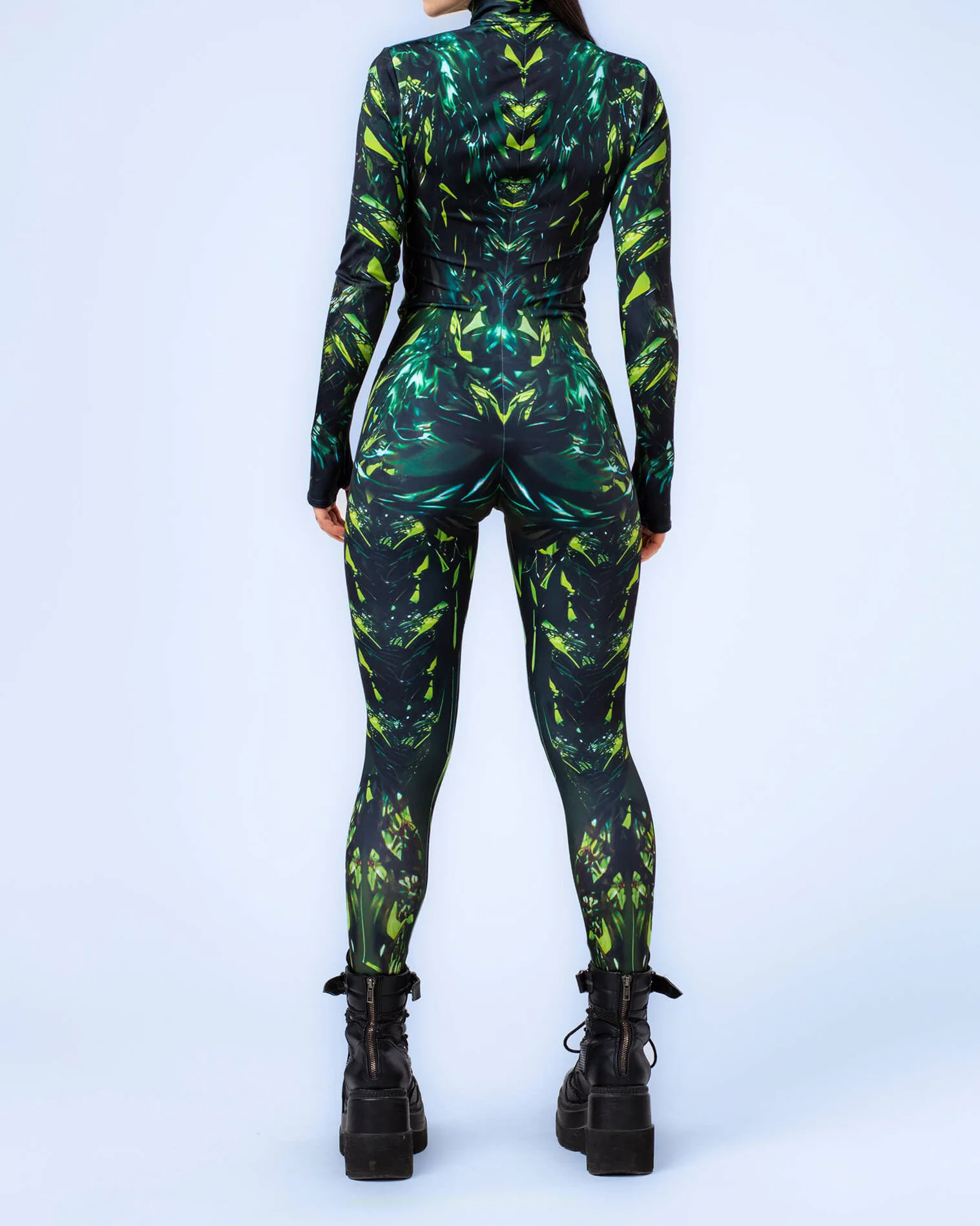 Bunt bedruckter Damen-Jumpsuit für Urlaub und Party, Punk-Zentai, Rave-Outfit, Yoga-Catsuit, Fahrrad- und Halloween-Anzug – Detail 18
