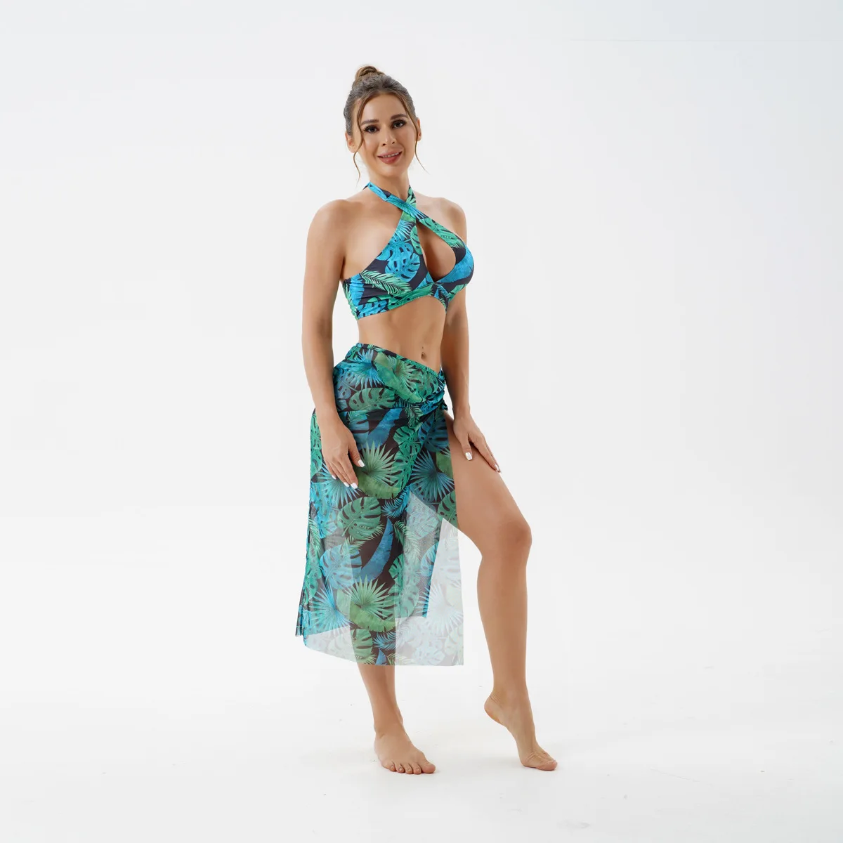 

Bathing Suit Women European And American Swimwear, Sexy Printed Tight-fitting Three-piece Women's One-piece Swimsuit