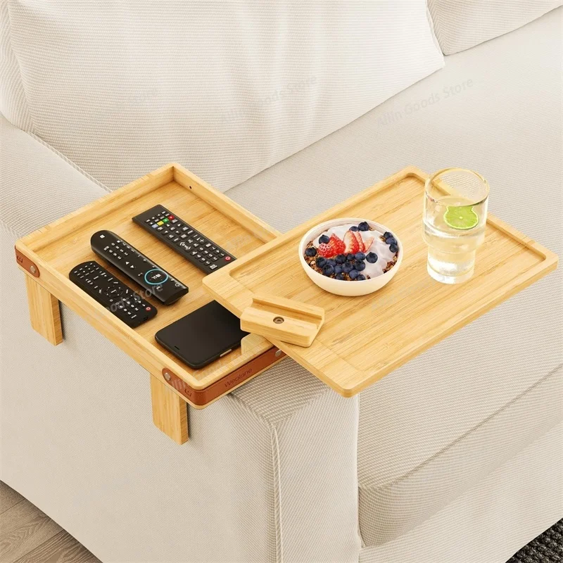Double Layer Rotating Arm Clip Sofa Arm Tray With Storage Box Couch Side Table For Living Room Office Birthday Gift For Couples
