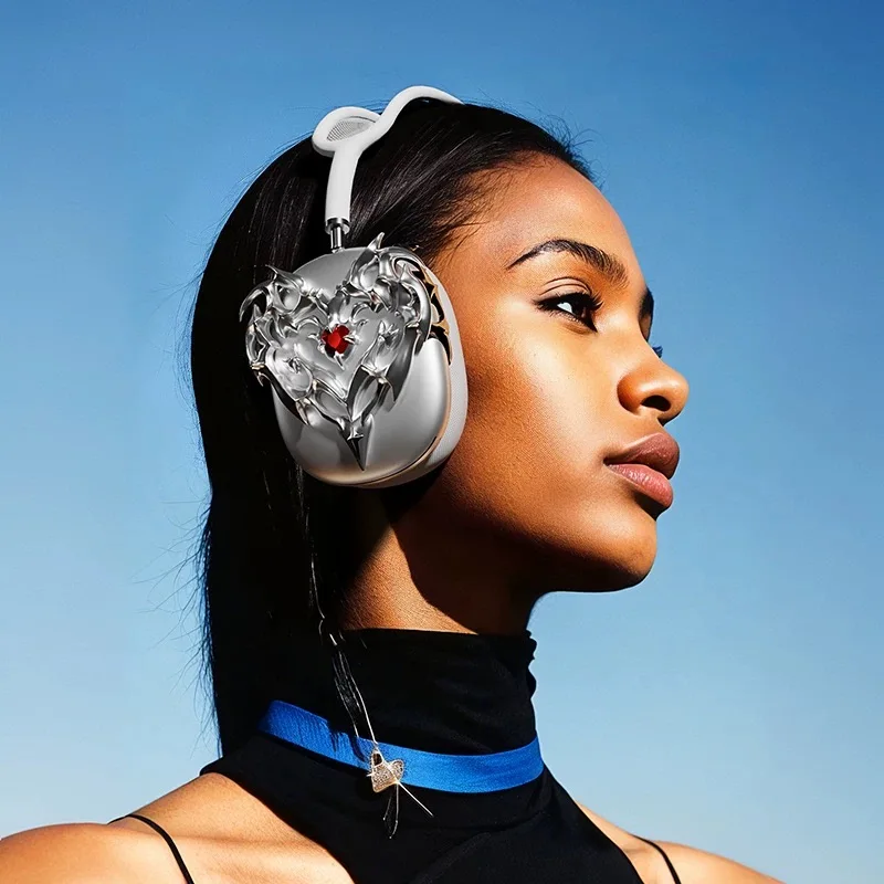 Diseño Original adecuado para funda para auriculares Airpods Max, funda protectora de espejo galvanizado con incrustaciones de amor