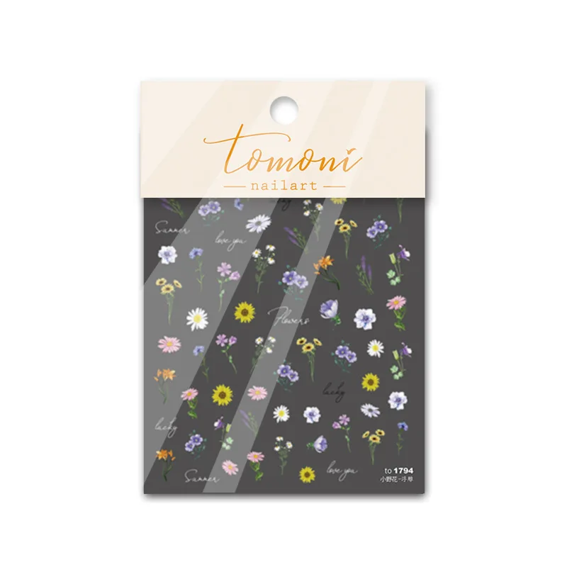 Relief 1815 Hot Adhesive Cute nail stickers Japanese Small Wild Flowers