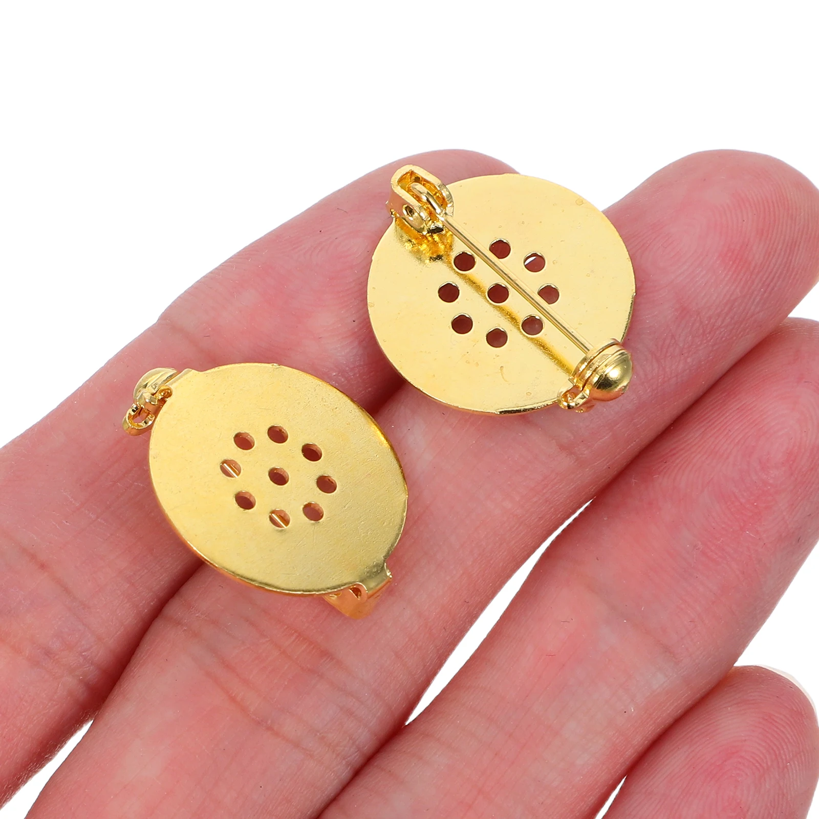 

10 PCS Brooch Holder Blank Trays Jewelry Craft Accessories Pin Stopper Round Metal