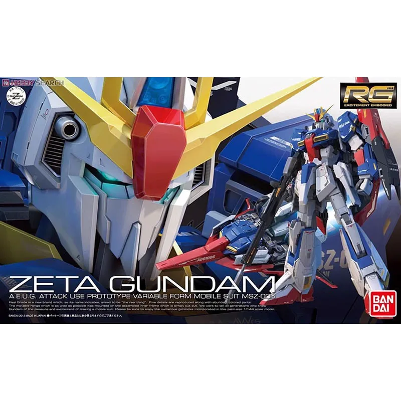 Bandai Gundam Modèle Kit RG 1/144 MSZ-006 Zeta Z Gundam Anime Figurines Collection Mobile trempé Jouets pour Garçons Cadeaux