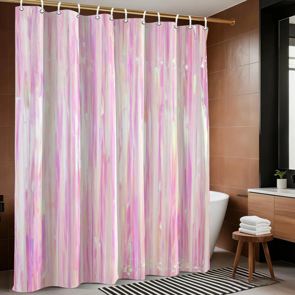 Waterproof Pink Stripe Ombre Shower Curtain Liner for Bathroom Home Decor Luxury Shower Curtain Panel Waterproof Bath Shower Cur