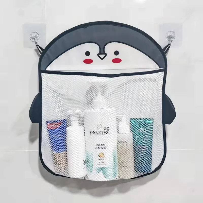 Cute Cartoon Animal Polyester Mesh Storage Bag - Tile Hanging Basket Bathroom Organizer for Baby’s Vinyl Toy Body Wash Shampoo