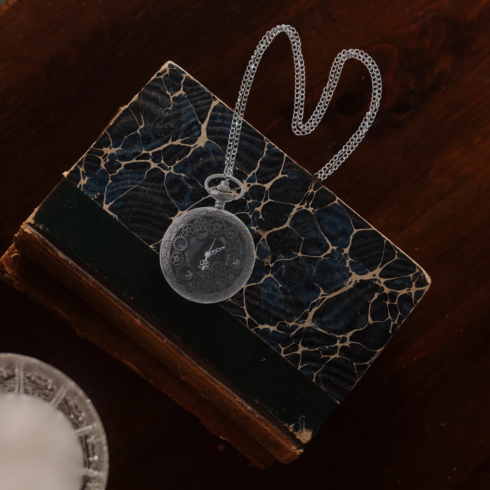 

Retro Pocket Watch Necklace Vintage Hollow Gear Design Hanging Digital Watch Durable Compact Gift for Christmas New Year Men