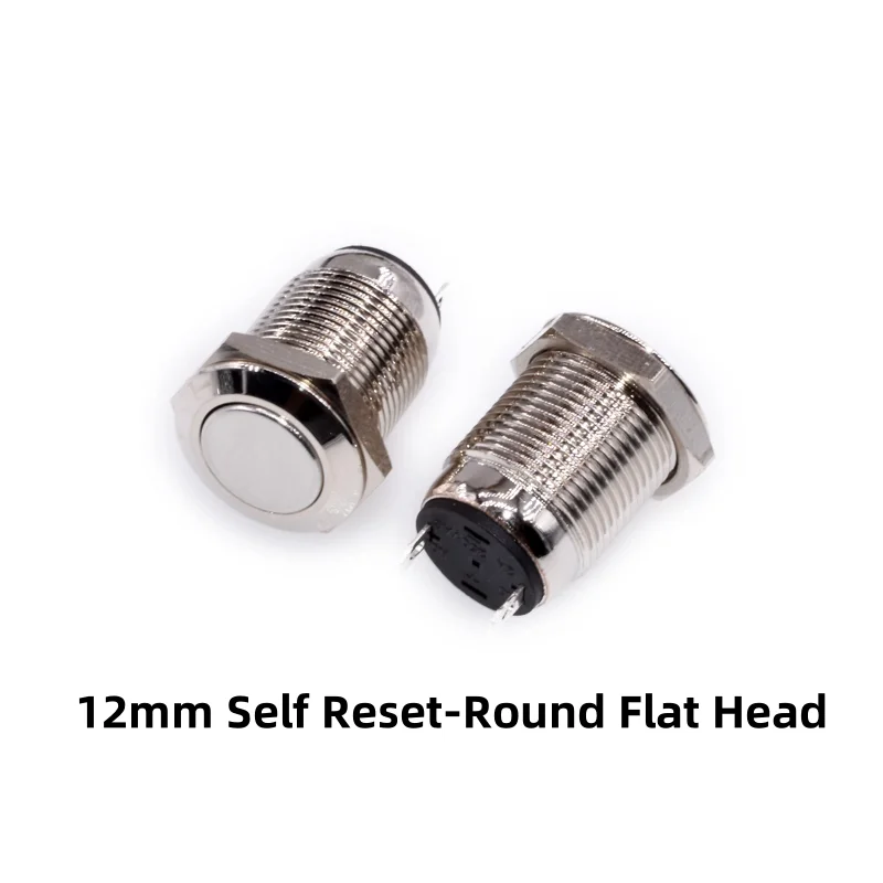 1PCS 8mm/12mm Waterproof Metal Reset Switch Self-lock Button Doorbell Access Control Car Modification Silver Contact Connector - Image 2