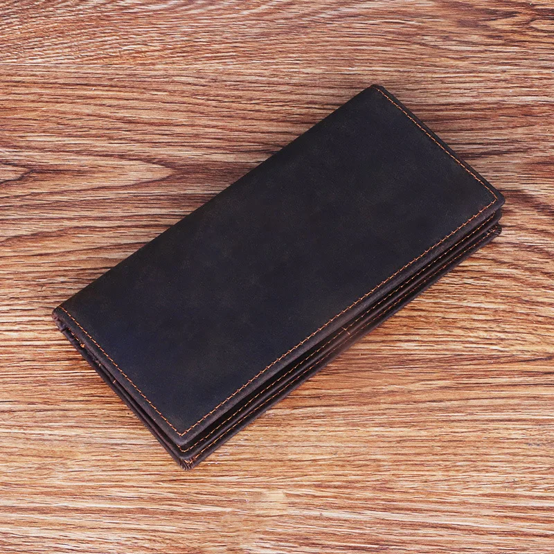 YH3002 RFID anti-theft brush crazy horse leather long wallet men's leather business widened top layer cowhide wallet