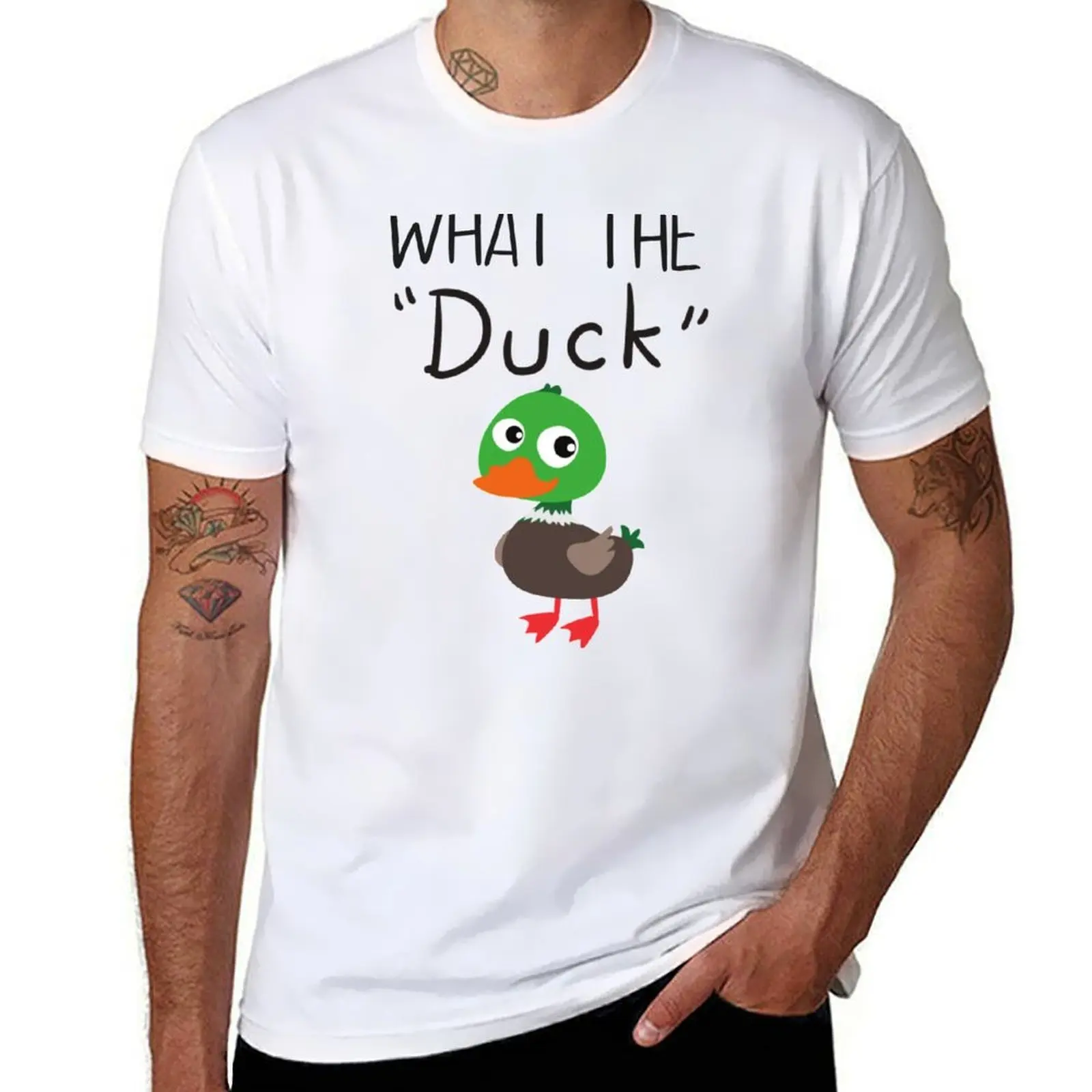 

What The Duck ! A Funny Baby Duck Cute Animal Holiday Gift T-Shirt man t shirt designer T-Shirt