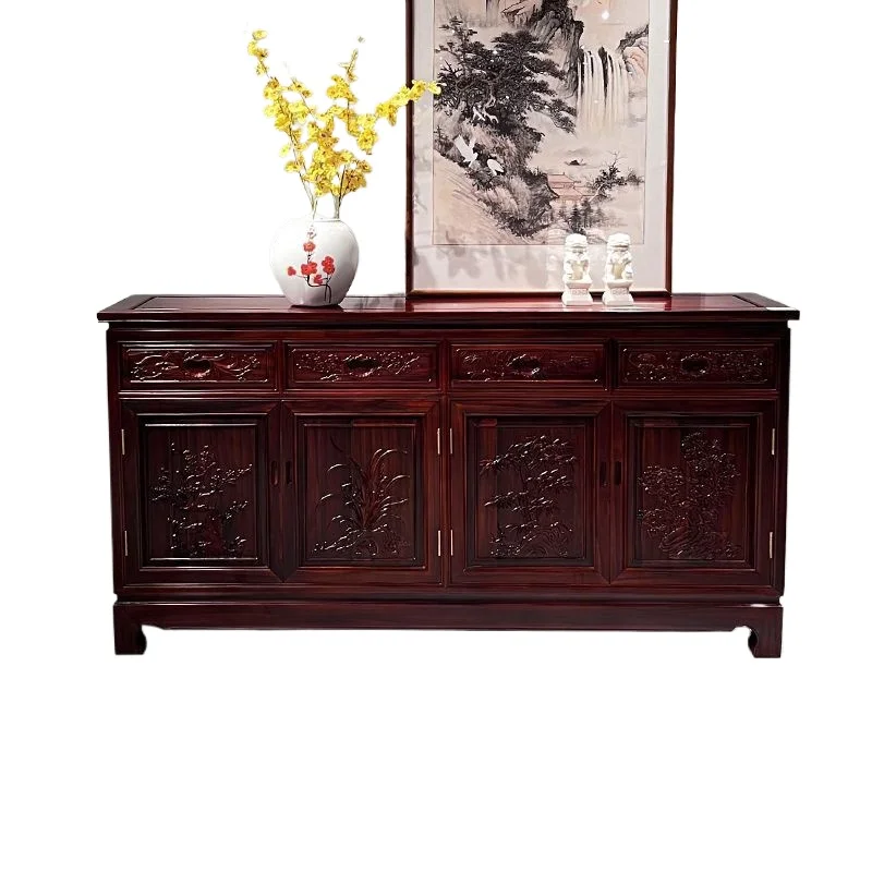 

Side cabinet South American sour branch living room multi-functional integrated wall dining room carved locker Chinese solid