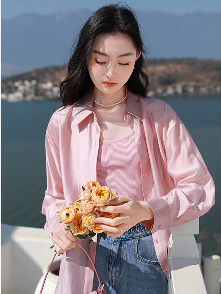 Plus size Sunscreen shirt Top Korean Spring Summer Fashion oversize Air-conditioned Shirt Women Loose casual thin Blouses 5XL