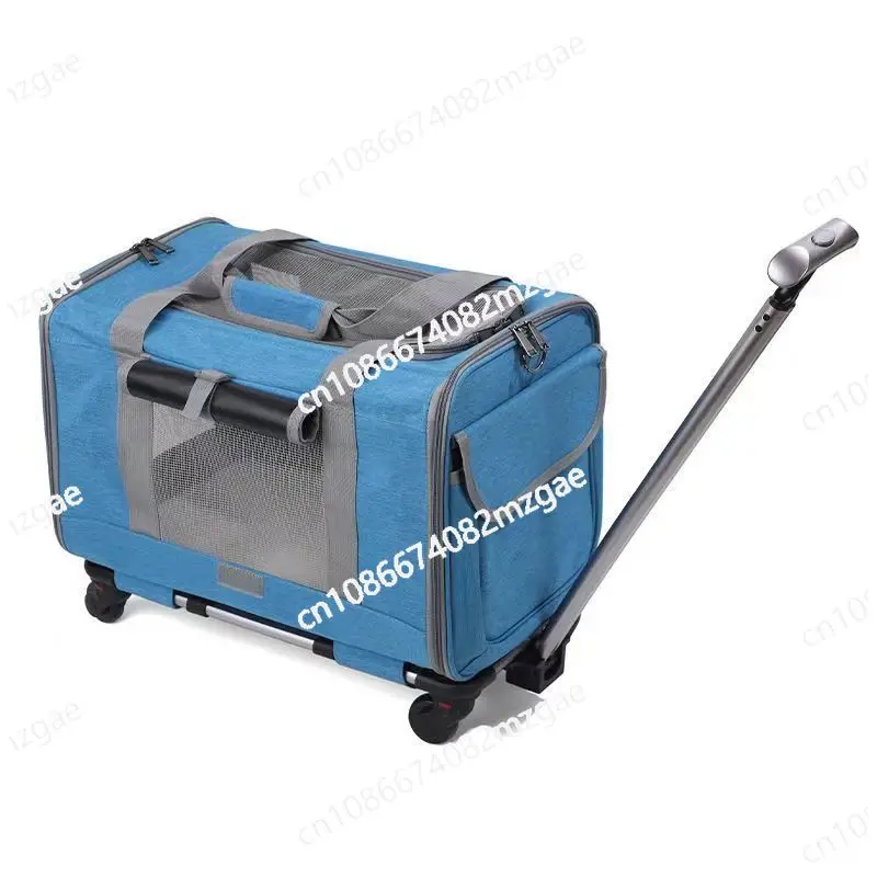 New breathable foldable large-capacity portable push rod with pulley with pet bag, convenient and comfortable pet cart