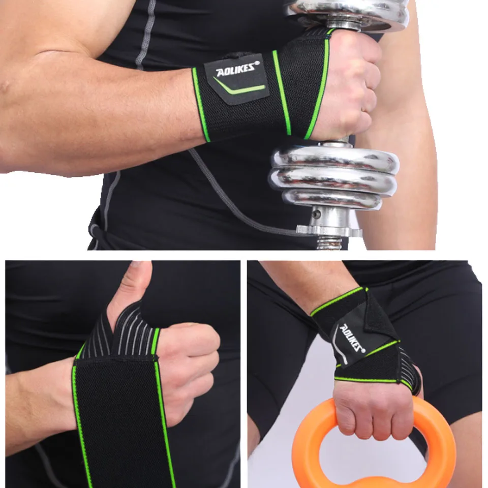 AOLIKES 1 Pair Wristband Elastic Bandage Wrist Support Gym Crossfit Powerlifting Compression Wrist Brace Support Strap Wraps