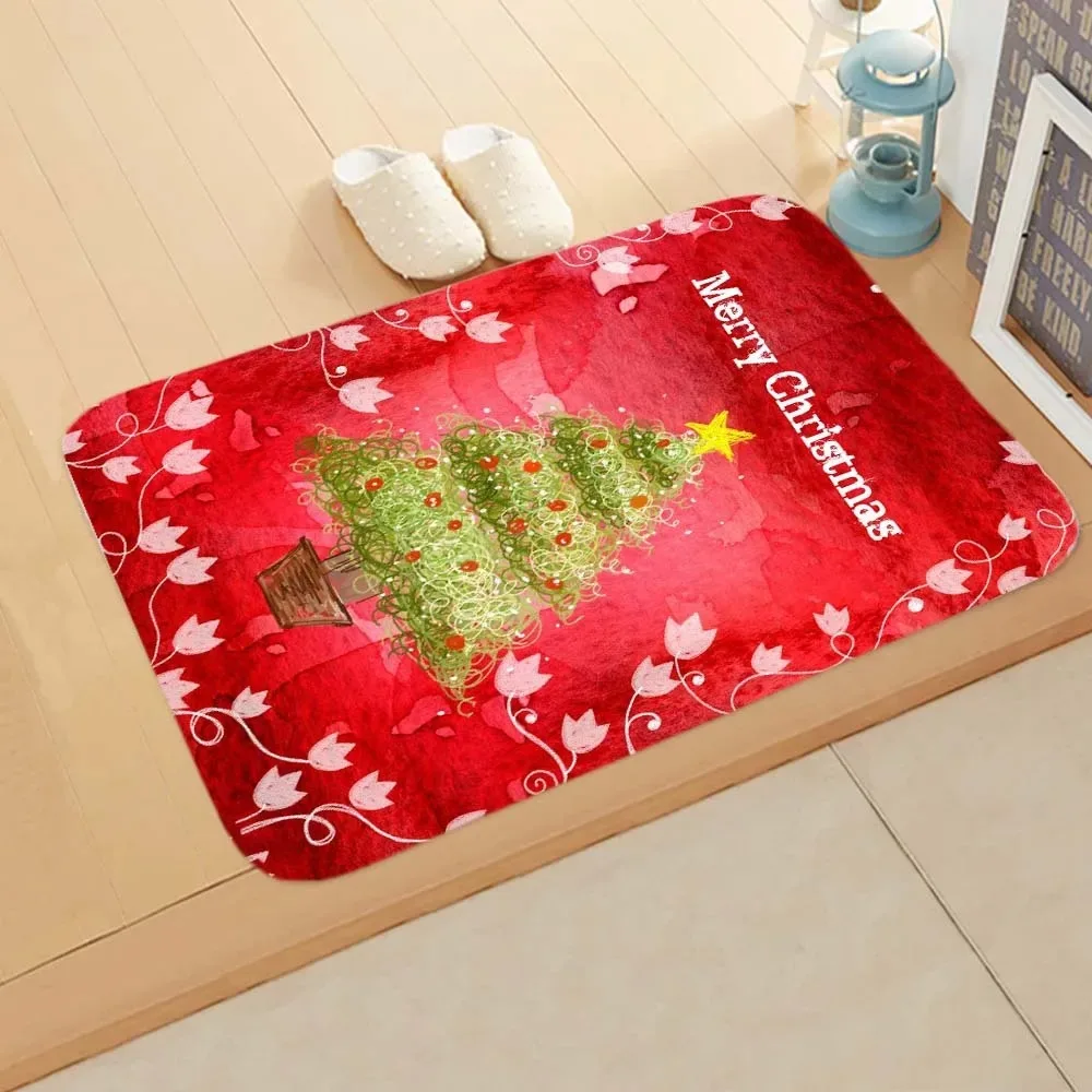 Christmas bedroom door mat home decoration bathroom absorbent carpet living room entrance entrance mat 40x60cm