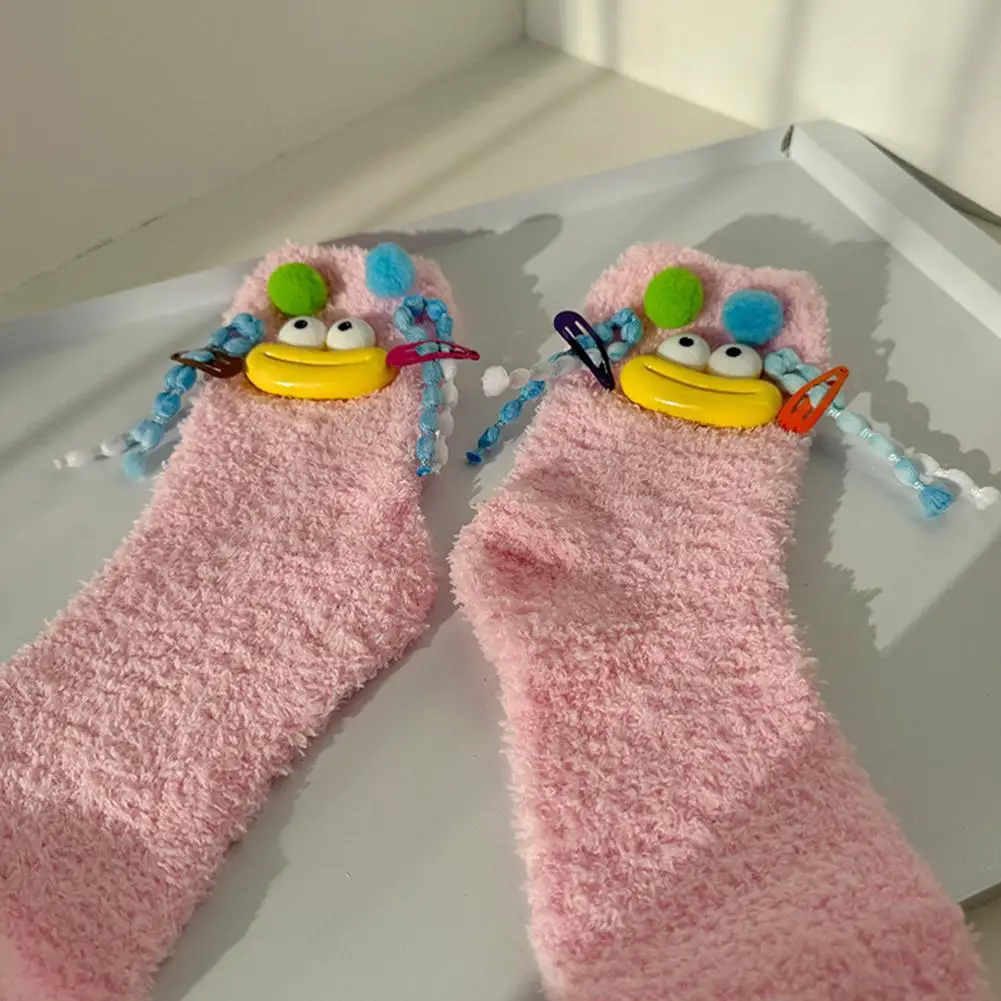 Women's Winter Socks Funny Thickened Warm Medium Tube Sock Men Warm Kawaii Cartoon Home Floor Sokken Girls Fluffy Stockings