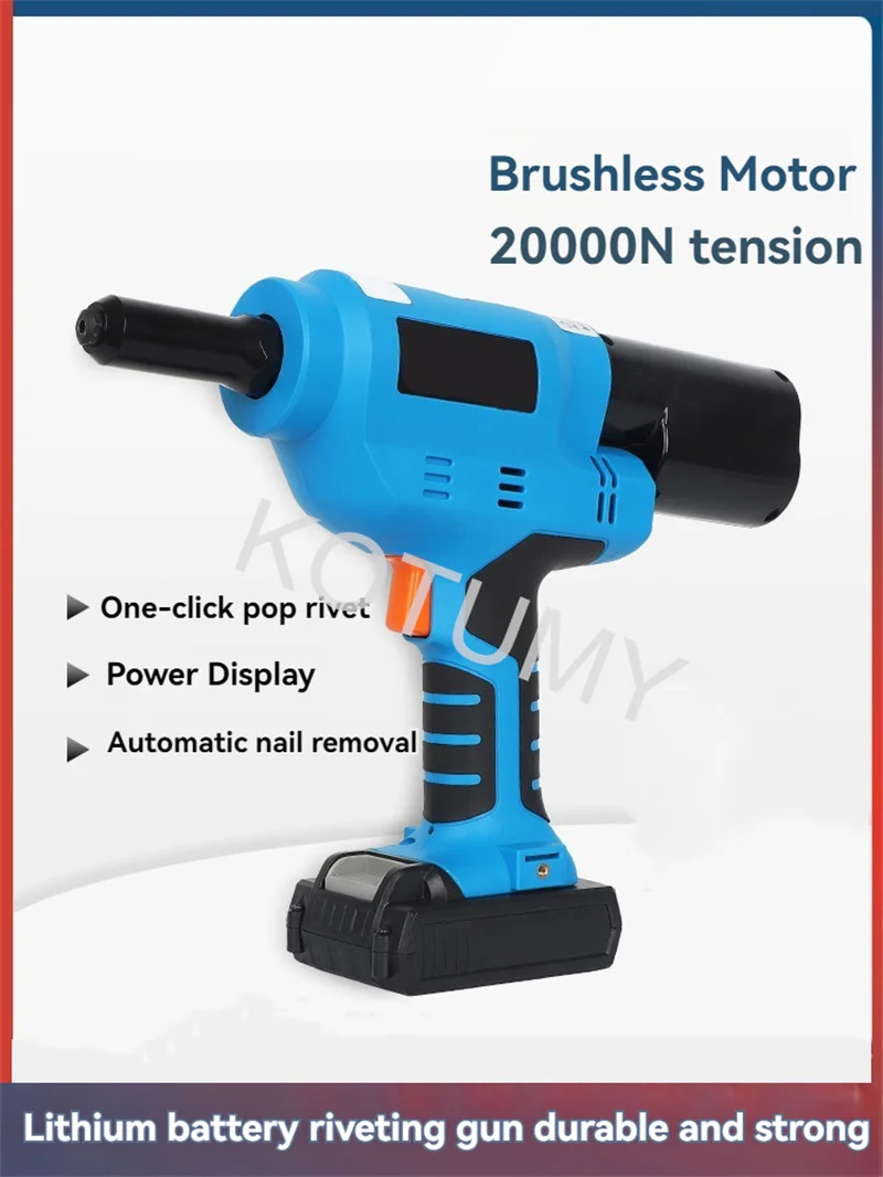 Multi-Functional Automatic Rivet Nail Gun Rechargeable Electric Nut Riveting Drill Adapter Tools 18V Brushless Motor