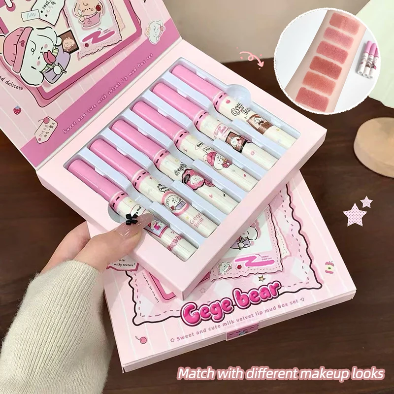6-piece Velvet Lip Tint Set, Matte and Glossy Finish, Does Not Stick To The Cup, Does Not Dry Out, A Great Gift for Others
