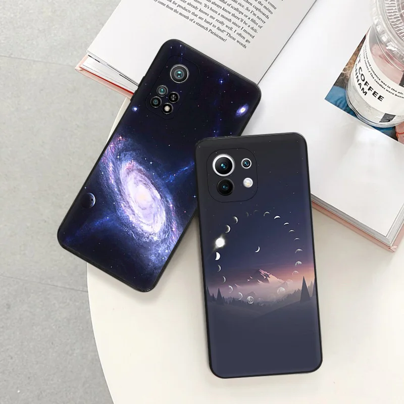 Phone Case For Redmi 10C 10A Note 11 Pro 10 10s 11s Meteor Universe Starry Sky Xiaomi 10t 11t Lite Black Soft Protective Cover