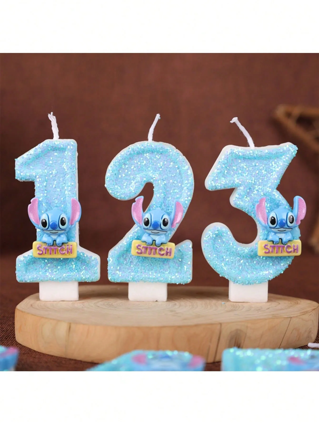 شموع أرقام عيد الميلاد من ديزني ليلو آند ستيتش (0-9) - توبر كعكة غرزة كرتونية لامعة، زينة وهدايا أعياد ميلاد الأطفال