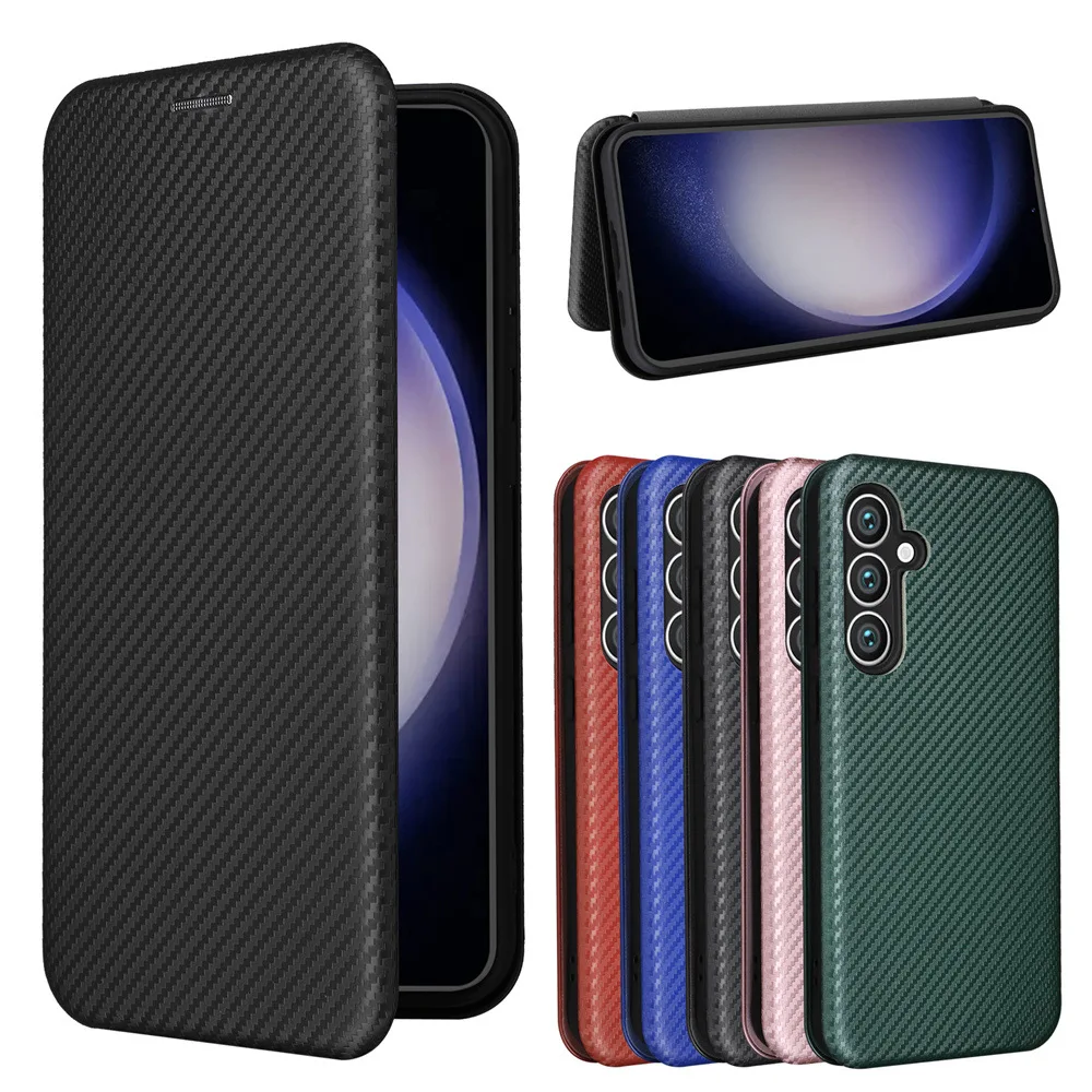 

Carbon Fiber Magnetic Leather Flip Case for Samsung galaxy A04E/A14 5G Shell Wallet Card Holder Cover