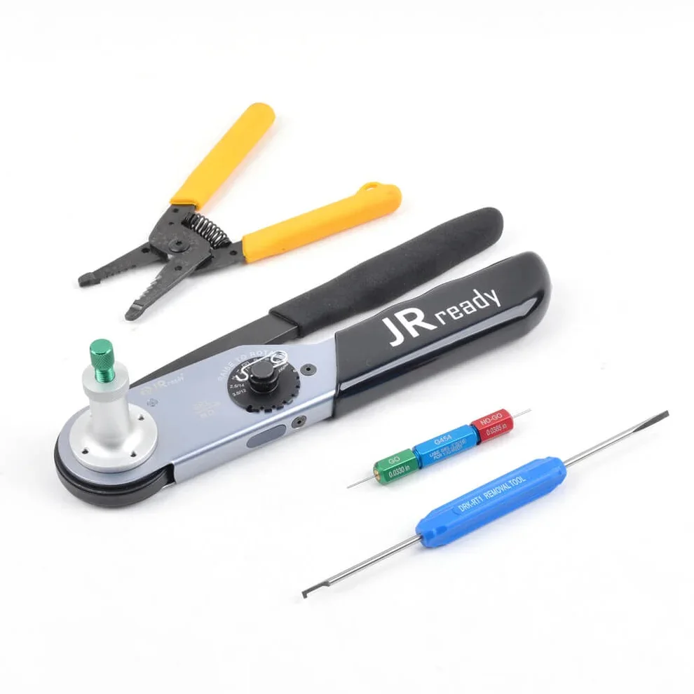 

JRready JST2109S JRD-HDT-48 Closed Barrel Crimper Kit with IDEAL 45-120 Wire Stripper & G454 Gage & DRK-RT1 Removal tool