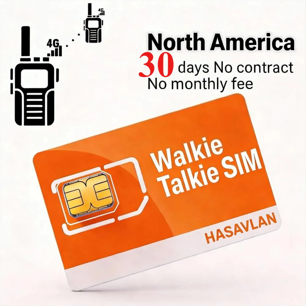 Сим-карта для рации, без абонентской платы и контракта, 4G LTE M2M SIM, 300 МБ/30 дней для радиостанций ZELLO POC K300, ZOVAGOLO NORTH AMERIC.