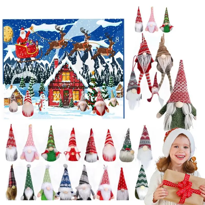 

2024 Christmas Gnome Advent Calendar Gnome Christmas Decorations 24 Days Christmas Countdown Ornaments Dwarf Dolls Collections