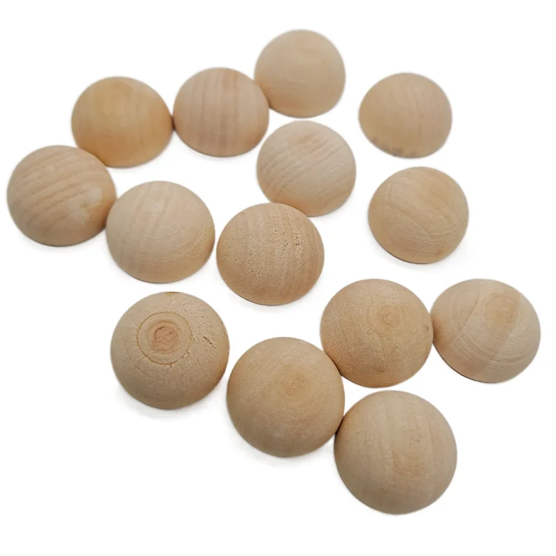 12-40mm Half Unfinished Wooden Balls Natural Split Wood Ball Wood Craft Balls Small Wooden Balls for Paint DIY Craft Toy