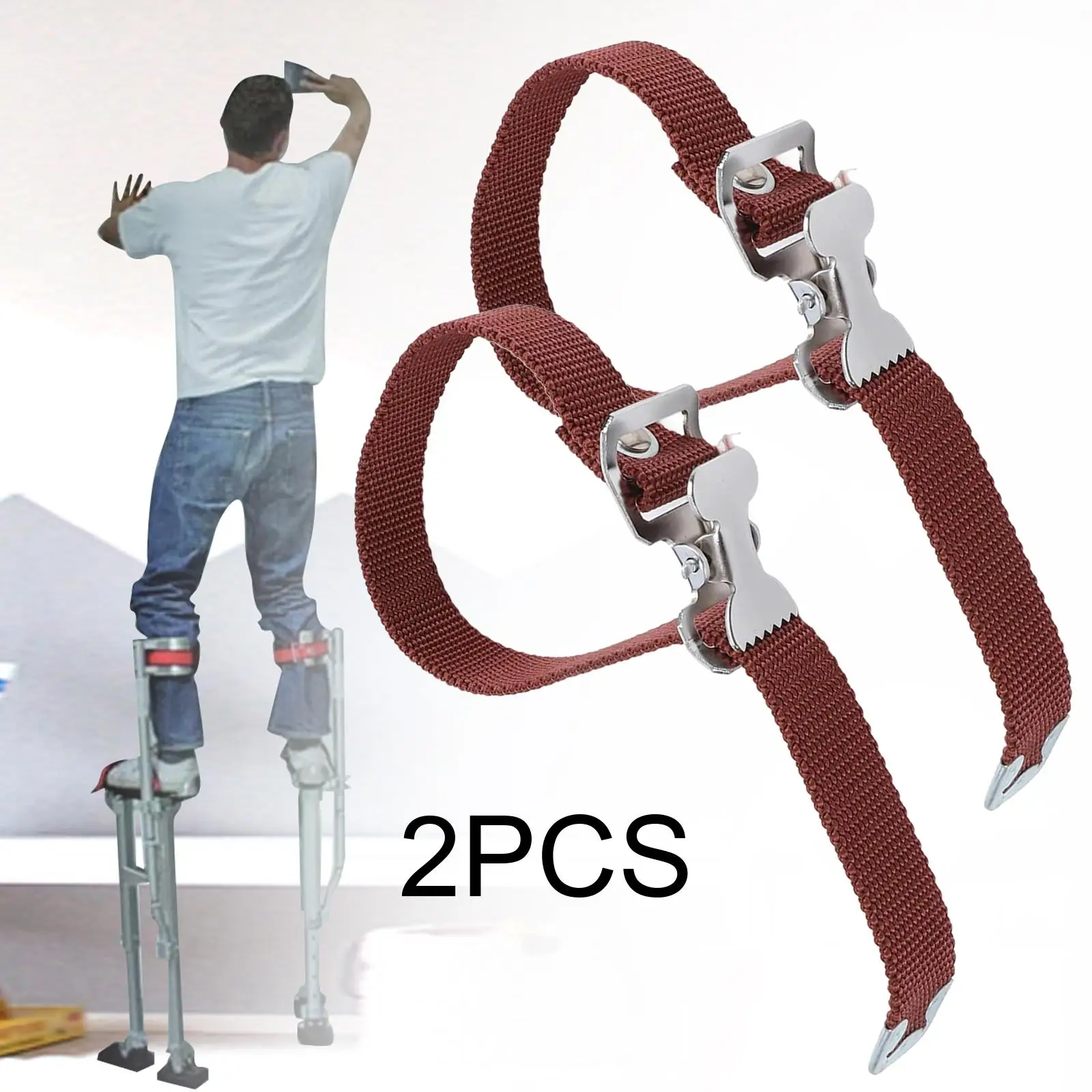 2 Pieces Drywall Stilts Straps Leg Fixation Strap Set Red for Construction Home Improvement Clown Performance Indoor Painting