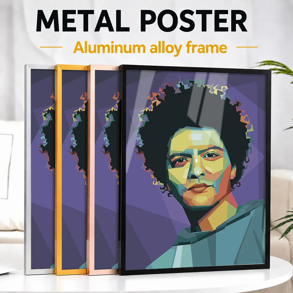 Lenny Kravitz Colorful Singer Portrait Metal Poster With Aluminum Alloy Frame Personalized Artist Legacy Wall Art For Music Room