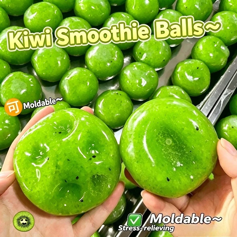 Kiwi Slush Squeeze Ball Squishy Fidget Toy Crunchy Sound Non Rebound Handmade Squishy Ball Realistic Simulation Decompress Toy