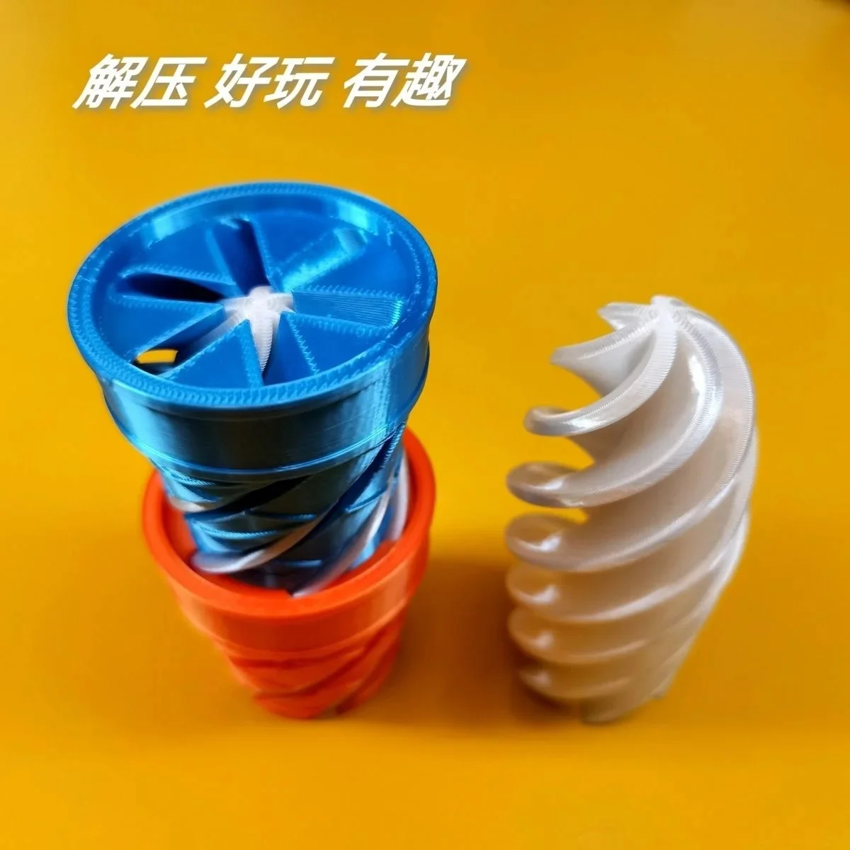 

New Ice Cream 3D Printed Spiral Cone Toy Fidget Model Impossible Pyramid Passthrough Sculpture Stress Relief Desk Decorate Gift