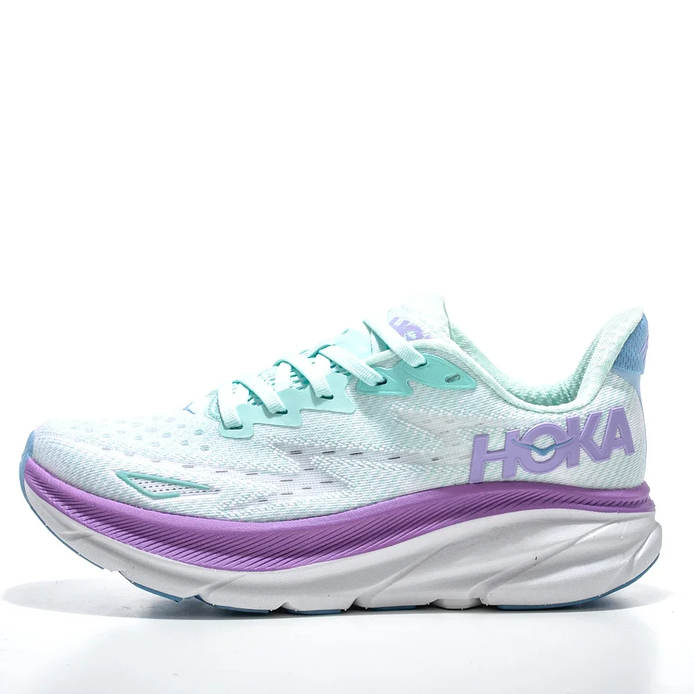 HOKA ONE ONE Clifton 9 Women and Men Fog Purple Fabric Non-slip Wear-resistant Low-top Running Shoes 1132211-SOLM