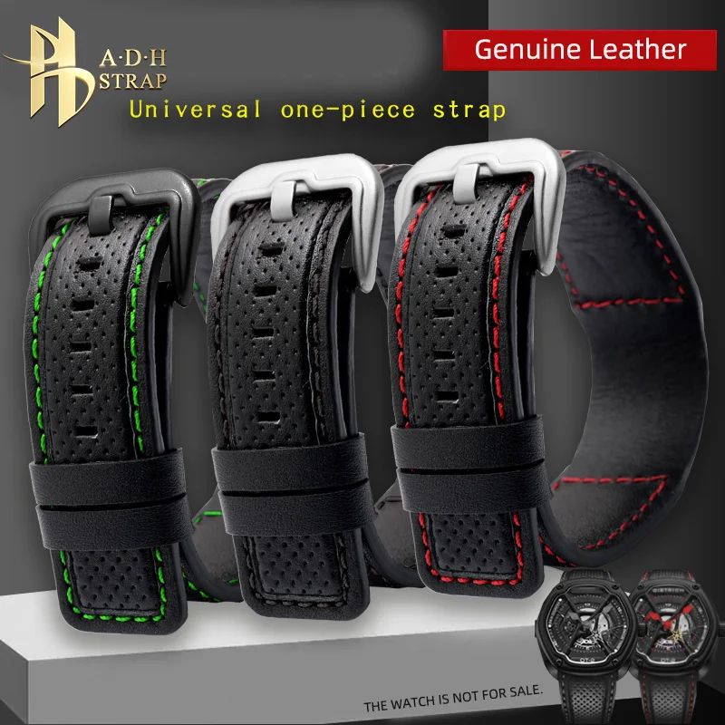 For Dietrich OT-1 OT-12 OT-6 Genuine Leather Watch Strap Integrated Watch Band 24mm Men's Belt Waterproof Pin Buckle Style