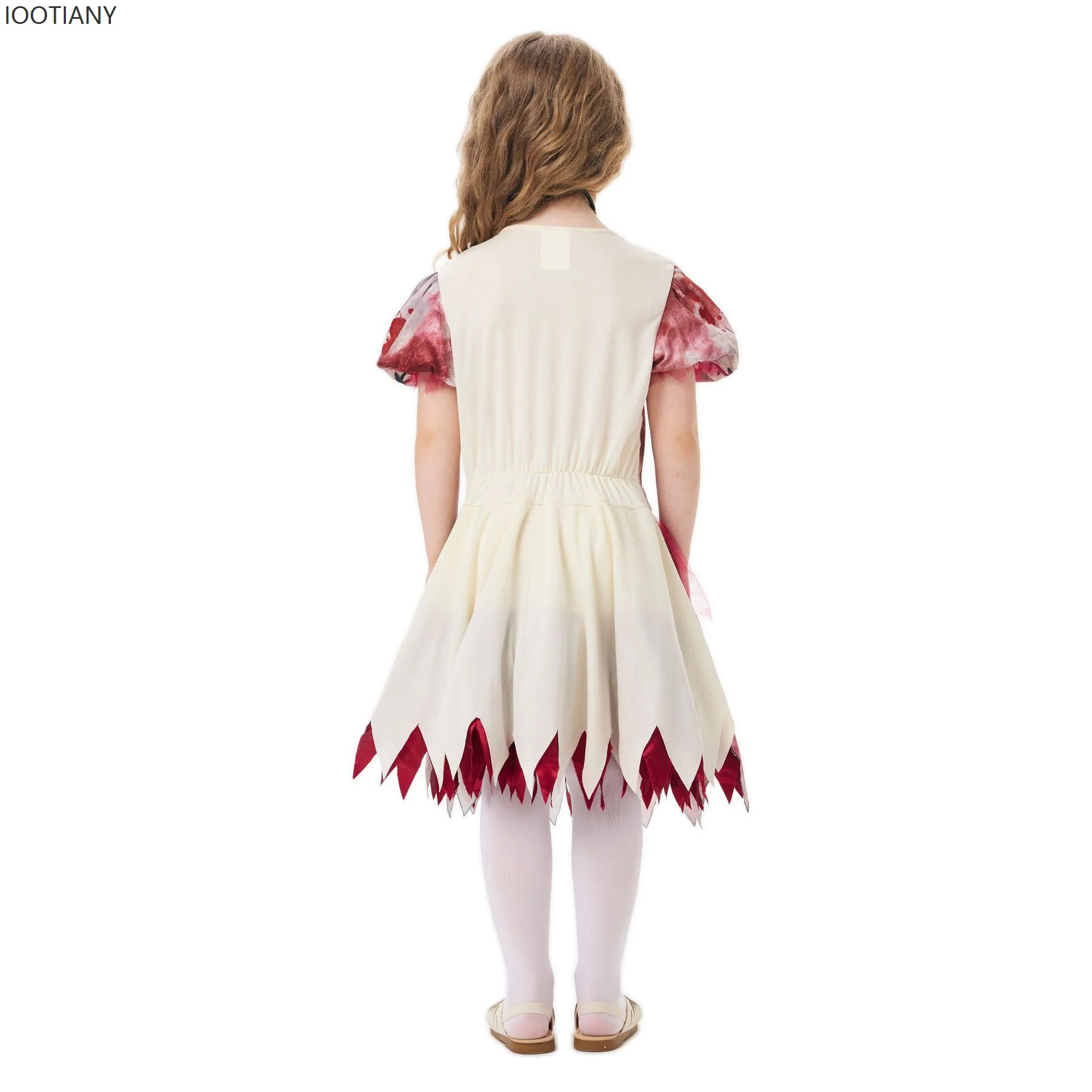 IOOTIANY Halloween Children's Girl Skeleton Skeleton Clothing Bloody Nurse Scary Funny Dress Masquerade Party Stage Performance