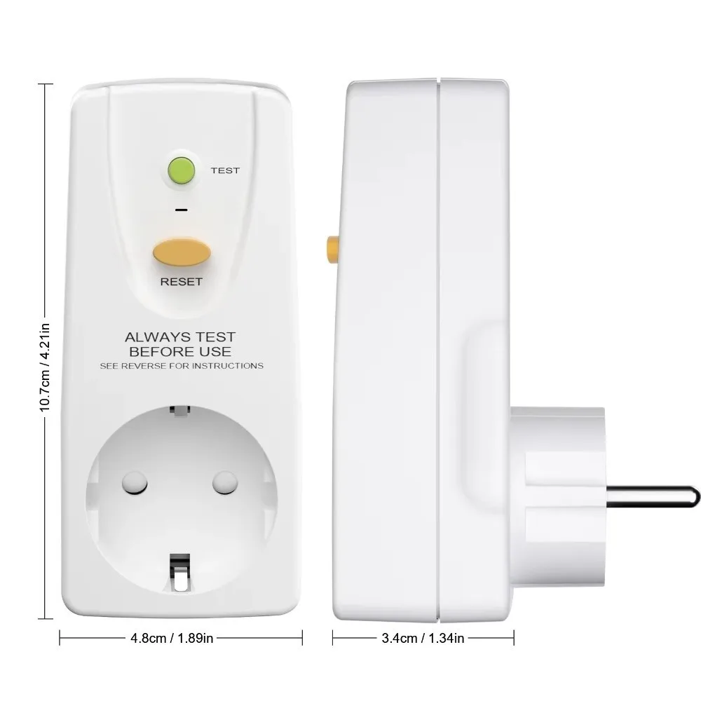 16A Rating GFCI Plug FI Safety Switch EU Plug Circuit Breaker Plug Leakproof Design Leakage Protection Plug Home Circuit