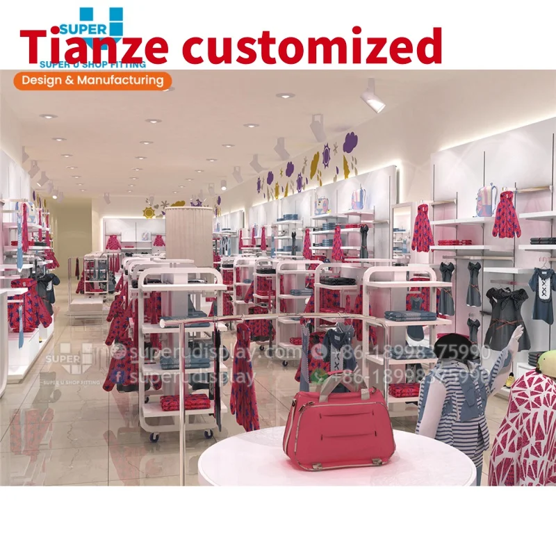 

(customized)Customized Children Clothing Shop Fitting Retail Kids Clothes Display Furniture Clothes Display Rack Kids