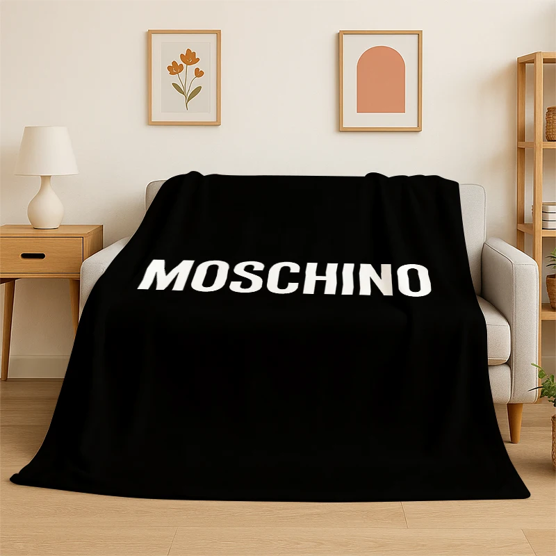 Cobertor de flanela macio com desenho de urso clássico M-Moschino, cobertor confortável para cama, sofá, quarto, sala de estar, viagem, piquenique infantil