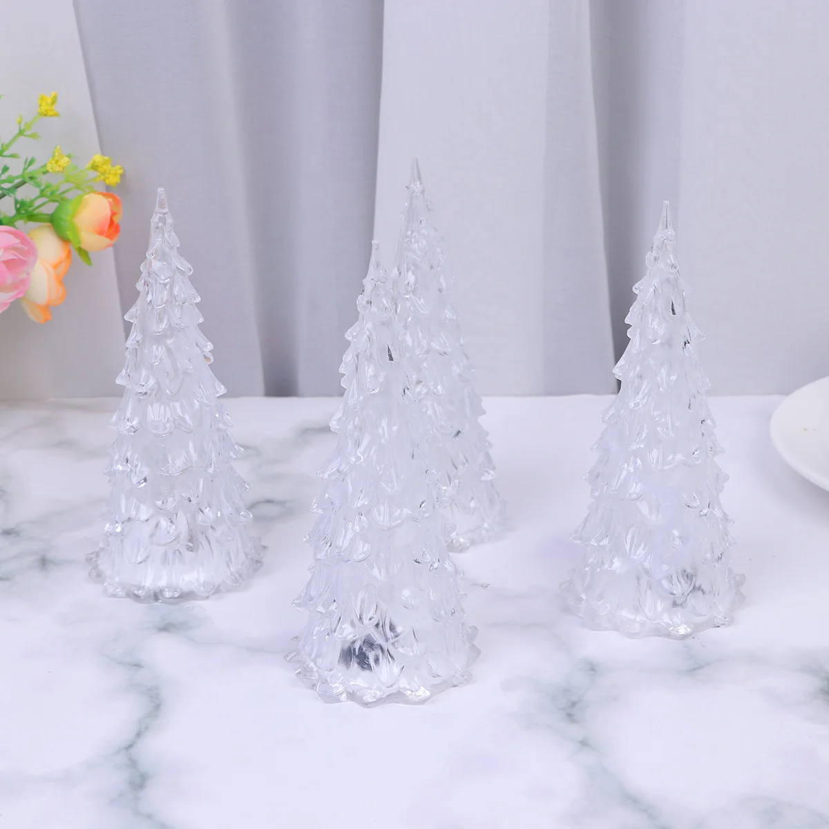 4 luci notturne per albero di Natale a LED, lampade decorative colorate per feste di Natale, atmosfera calda, decorazione per desktop per interni