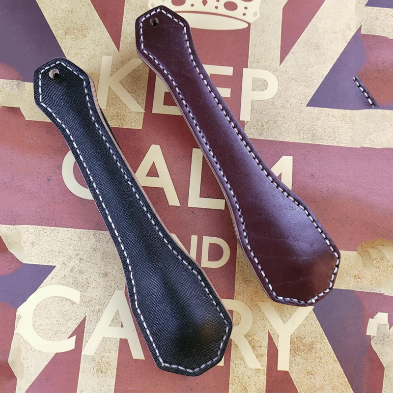 Outdoor Portable EDC Multifunctional Head Layer Cowhide Boston Leather Racket Built-in Lead Block Women's Self-defense Tool