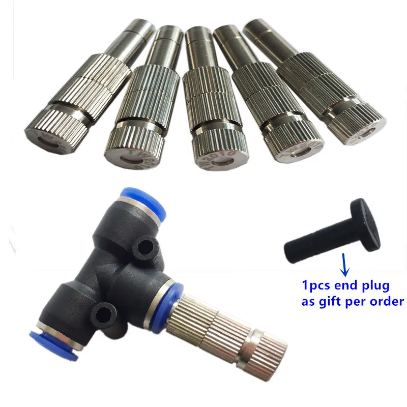 S258 Low Pressure Misting Quick-connecting Nozzle 0.15-0.6mm Fogging Spray Sprinkler Garden Cooling Sprayer with Filter 20 Pcs